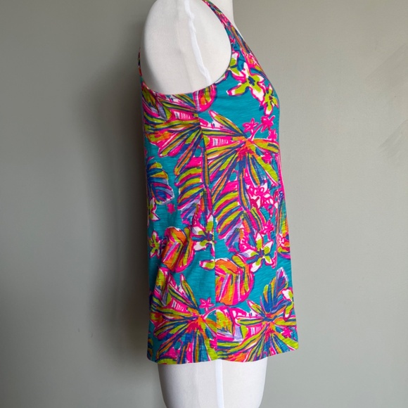 Lilly Pulitzer Gimme the Juice Hawaii Rachet Back Exotic Floral Cotton Tank Top - Picture 3 of 14
